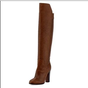 VINCE Dempsey Python Print Leather Over-the-knee Boots
